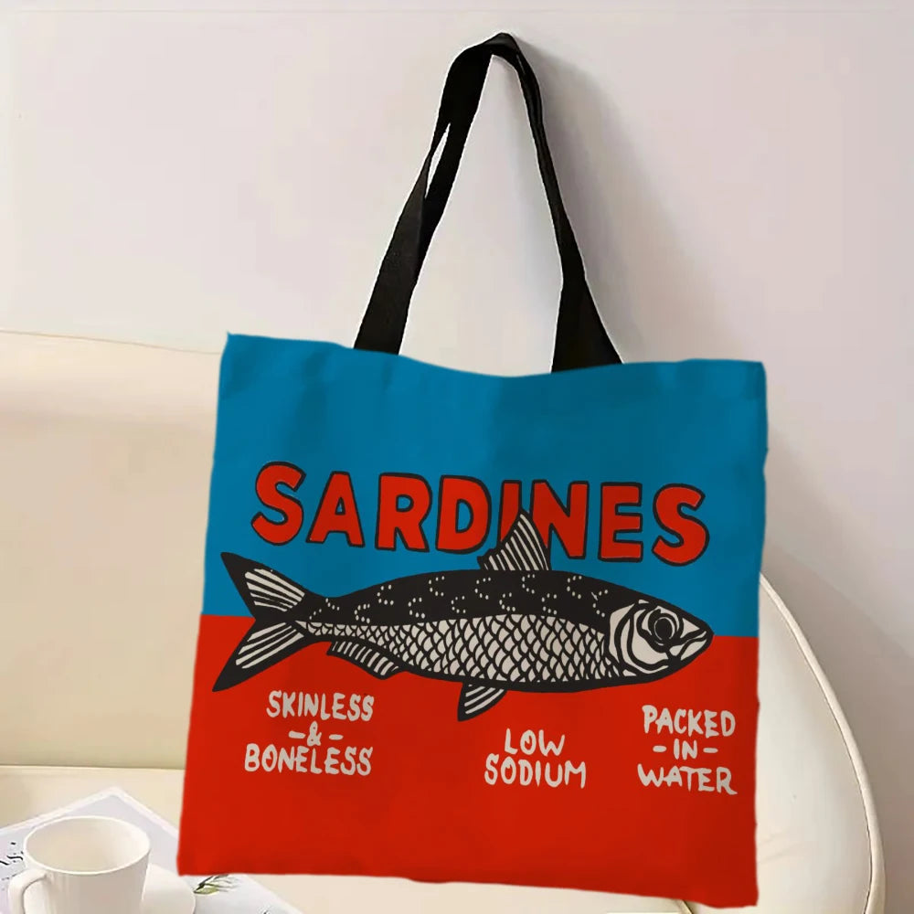 Colorful Sardines Printed Casual Handbag Reusable Fashion Tote Bag Polyester Bag