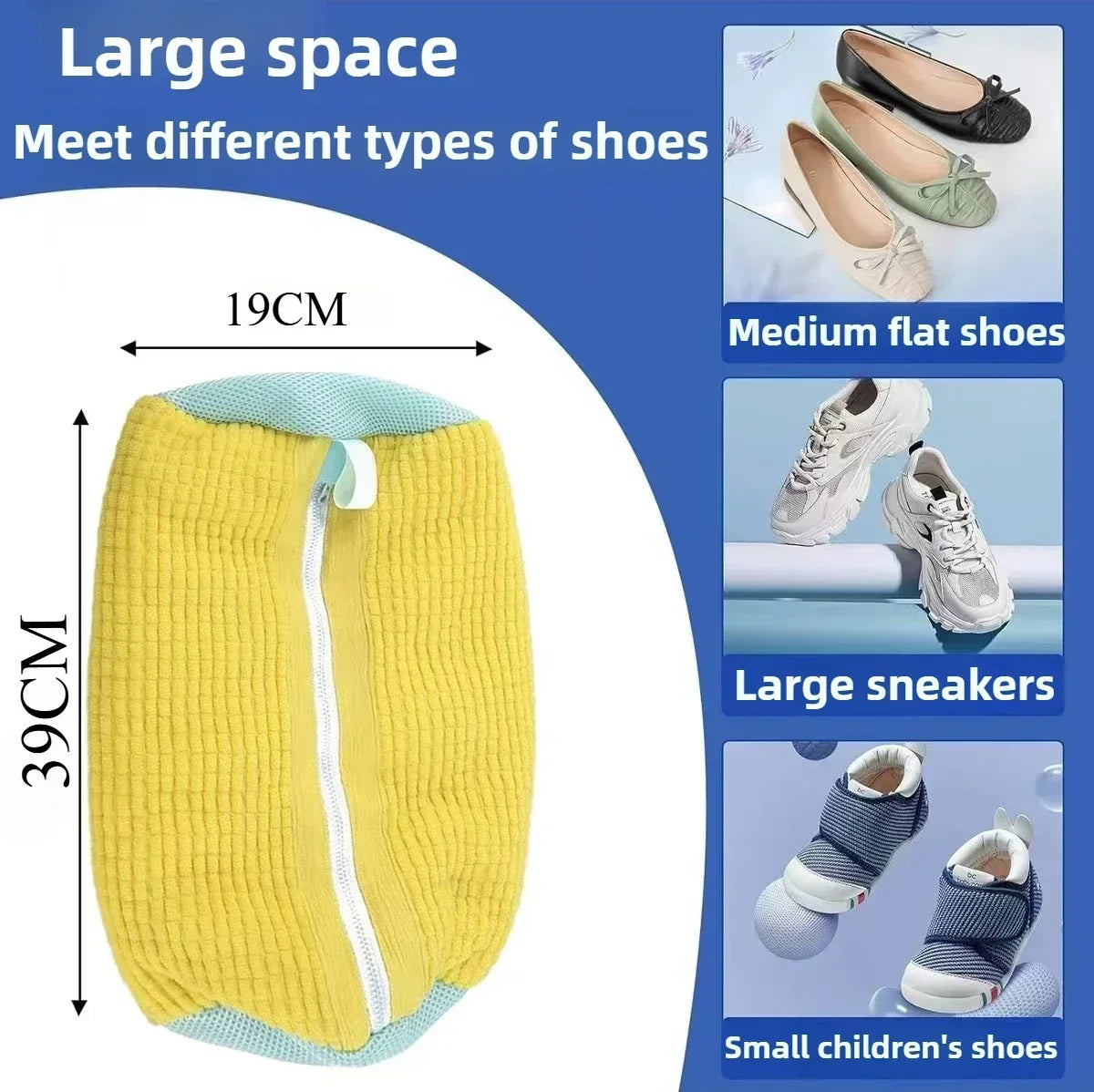 Washable Shoe & Drying Bag with Soft Fiber - Durable Polyester Laundry Protector