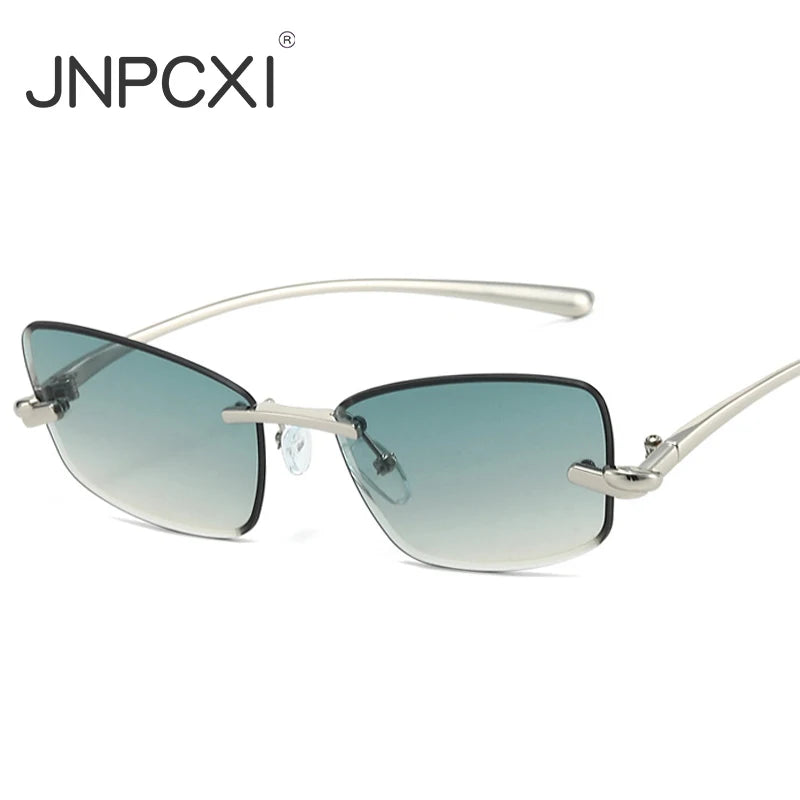 JNPCXI 2026 New Luxury Butterfly Sunglasses for Women Rimless Tint Lens Metal Shades Party Travel Decoration Uv400