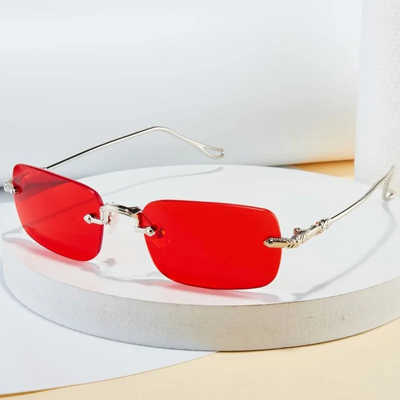 Men's Metal Frameless Sunglasses Square Frameless Sunglasses Retro Metal Sunglasses Trendy Street Photography Street Style