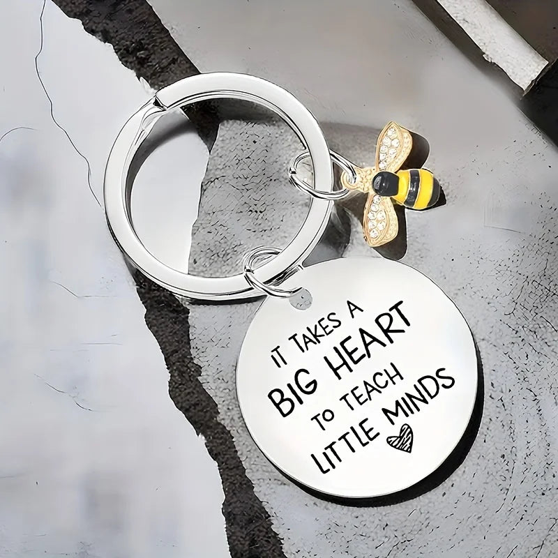 An "It Takes a Big Heart" Teacher's Day Graduation Gift for Teachers, Stainless Steel Keychain, Thank You