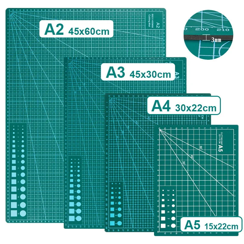 1pc Precision A2/A3/A4/A5 Desktop Cutting Mat with Measurement Guides, Ideal for Sewing & Craft Projects