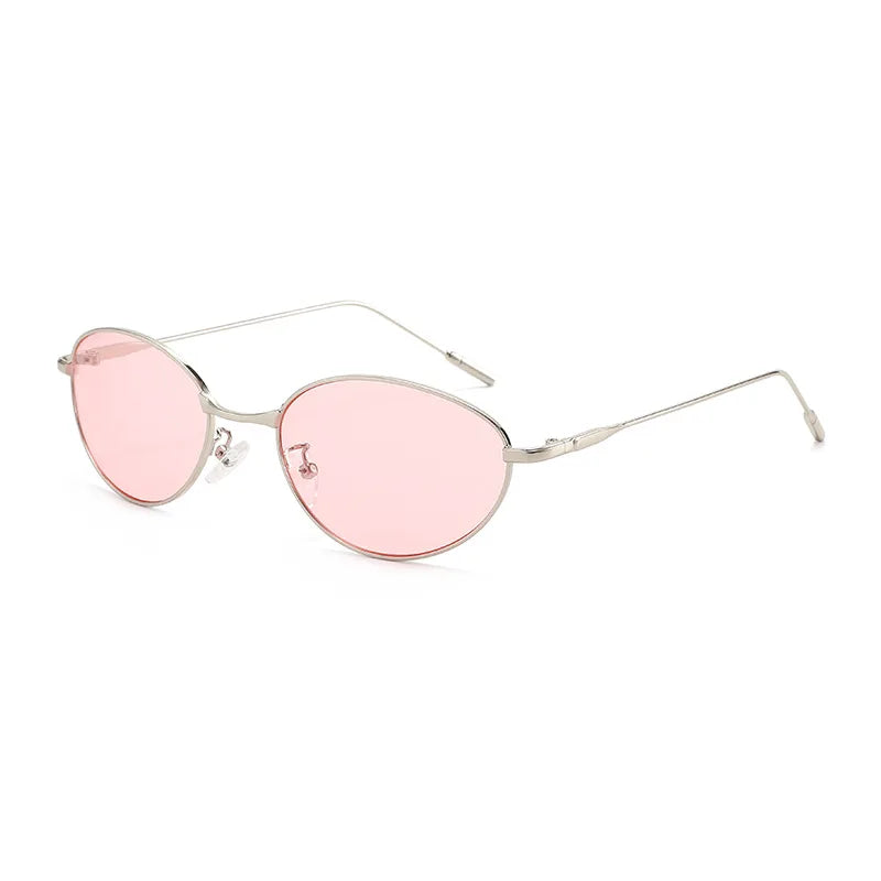 JNPCXI New Ins Popular Fashion Cat Eye Color Women Luxury Metal Sunglasses Brand Designer Oval Shades UV400 Men Sun Glasses
