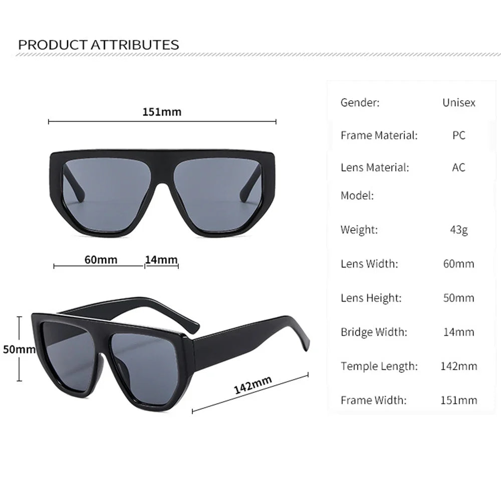 JNPCXI Retro Oversized Sunglasses Men Fashion Brand Designer Black Gradient Shades UV400 Women Trending Sun Glasses