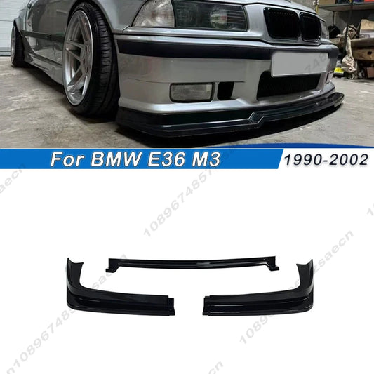 Car Front Bumper Spoiler Lip For BMW E36 M3 4-Door Sedan 2Door Coupe 1990-2002 Gloss Black Look Lower Diffuser Splitter Body Kit