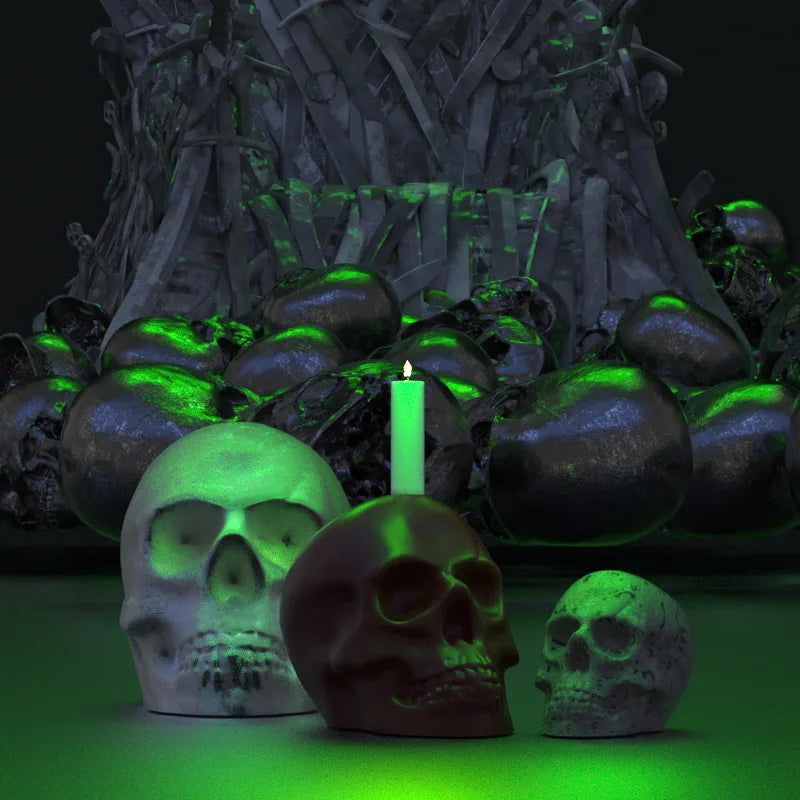 1pc 3D Skeleton Head Silicone Mold for DIY Candles, Resin Skull Keychains & Soap Crafts, DIY Halloween Ornament Crafting