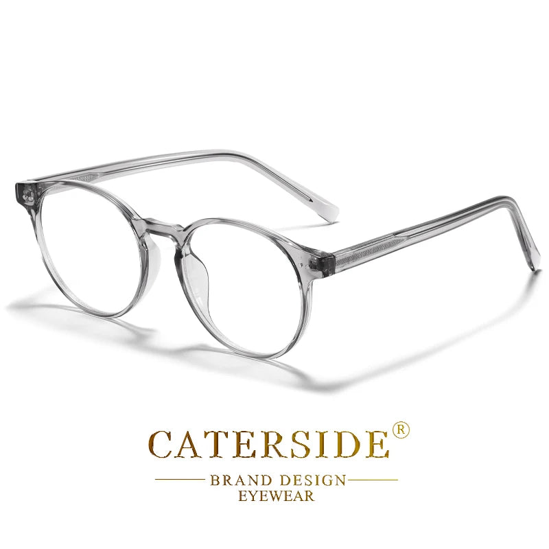 CATERSIDE Vintage Round Men Glasses Frame High-Quality Brand Design Anti Blue Light Reading Glasses Women Optical Frame