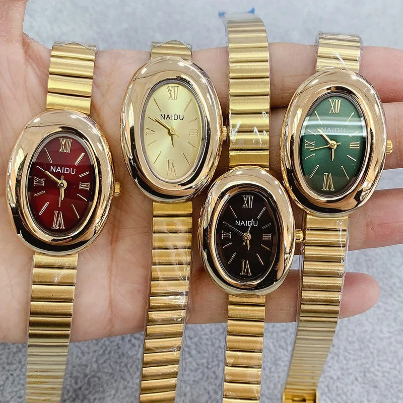 Luxury Brand Gold Oval Women Quartz Watch Fashion Casual Steel Band Wristwatch Ladies Watches Montre Femme Gifts Dropshipping
