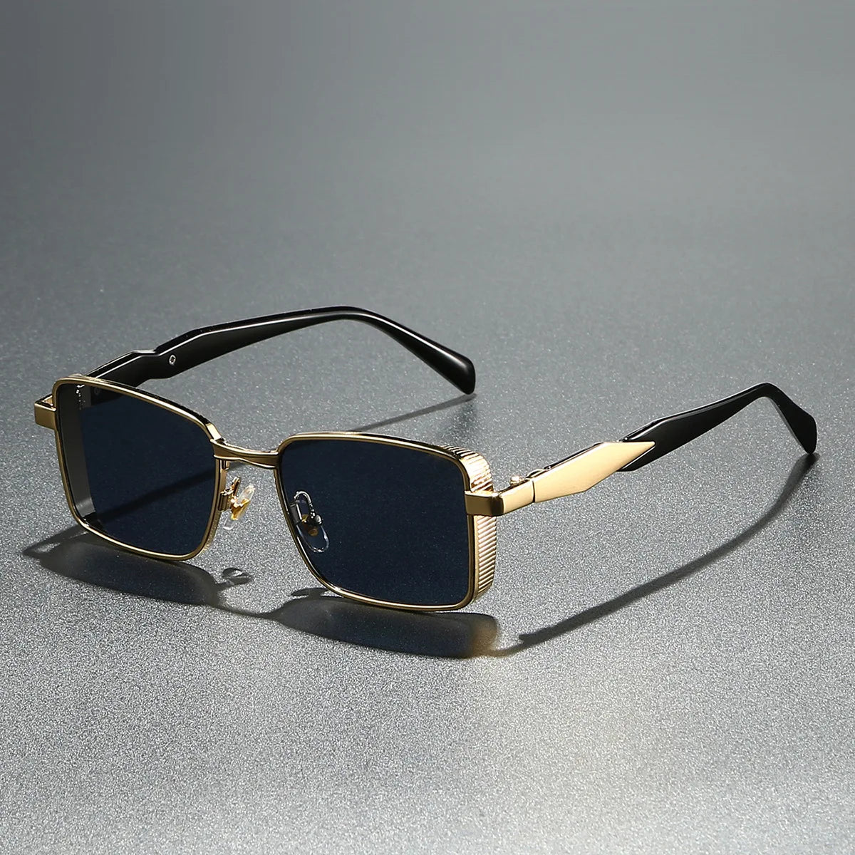 JNPCXI New Retro Square Metal Men Outdoor Sunglasses Fashion Gradient Tea Shades UV400 Women Punk Sun Glasses