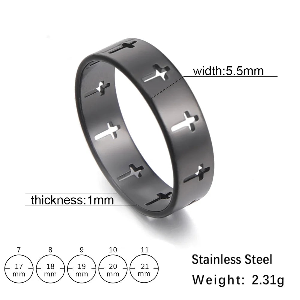 Gothic Cross Couple Ring Stainless Steel Silver Color Jesus Christ Cross Ring A