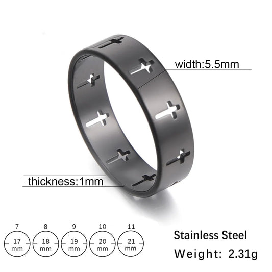 Gothic Cross Couple Ring Stainless Steel Silver Color Jesus Christ Cross Ring A