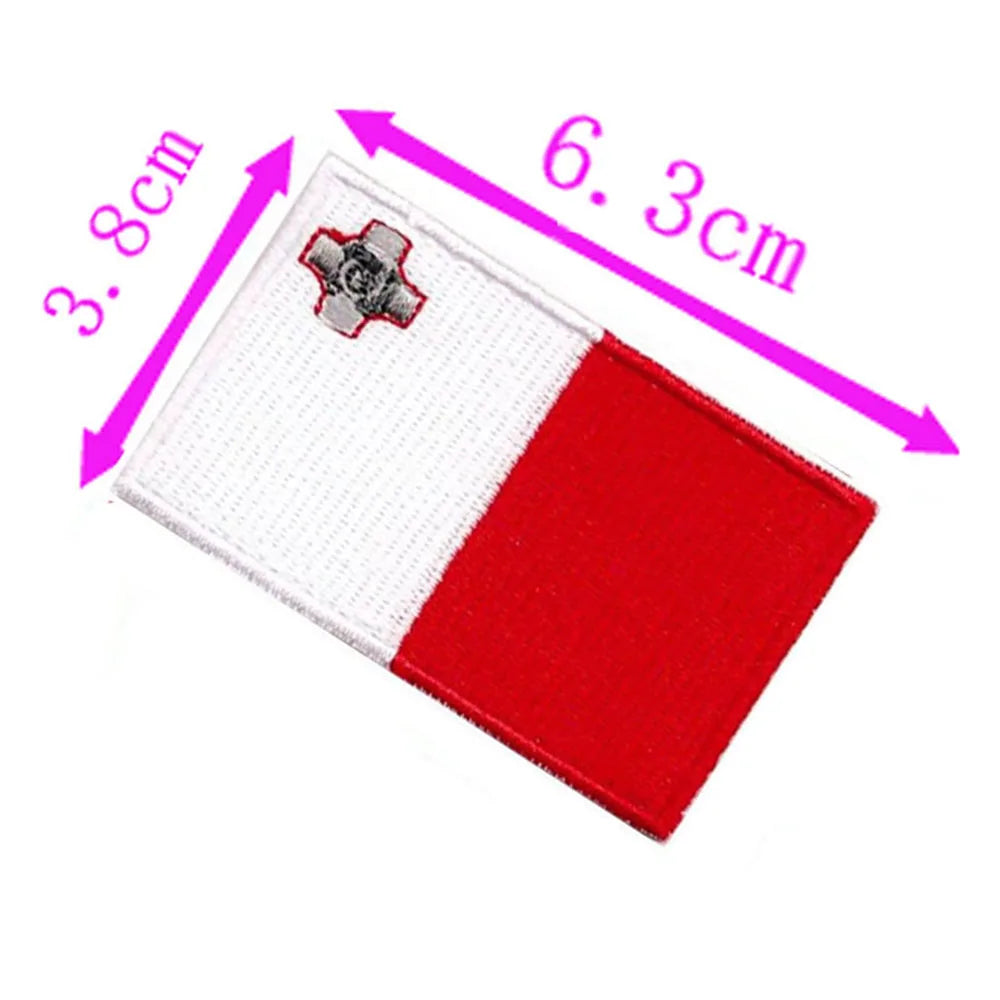 Malta Country Flag Embroidery Patch 6.3cm Wide Iron On Sew On Backing/Hand Craft/Applique/Hot Cut