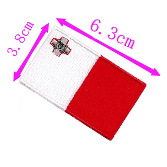 Malta Country Flag Embroidery Patch 6.3cm Wide Iron On Sew On Backing/Hand Craft/Applique/Hot Cut