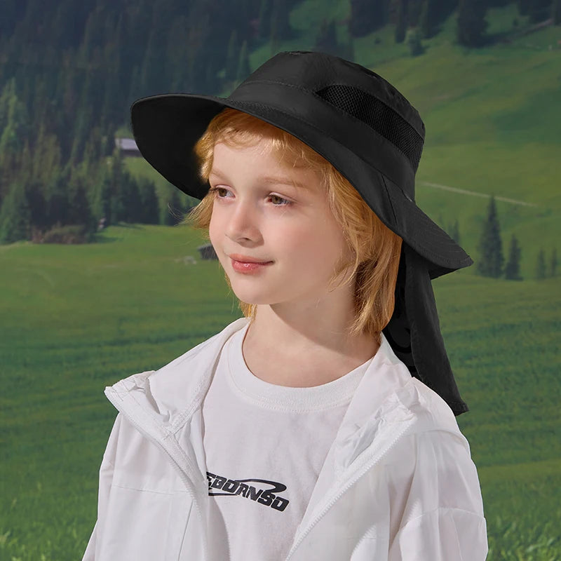 1210Quick-drying l Children's Bucket Hats Kids Wide Brim Beach UV Protection Outdoor Essential Sun Caps