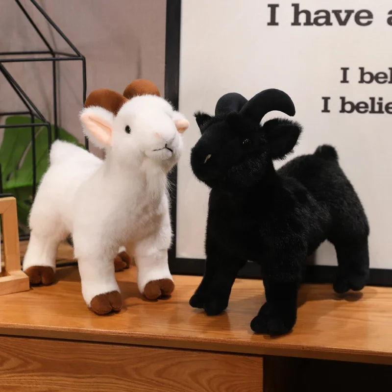 New Goat Plush Toys White Black Sheep Doll Simulation Goat Plushie Toys Stuffed Animals Sheep Doll Home Decor Kids Toys ﻿