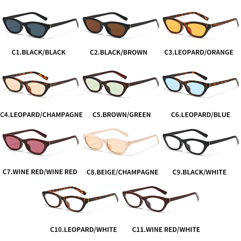 JNPCXI New Fashion Candy Color Small Black Tea Cat Eye Women Sunglasses UV400 Retro Men Sun Glasses