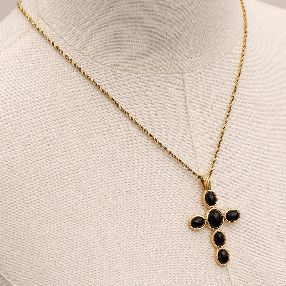Uworld Fashion Chic Cross Pendant Necklace Natural Stone Agate Casting Technology Gold Platinum Plated Jewelry Gift бижутерия