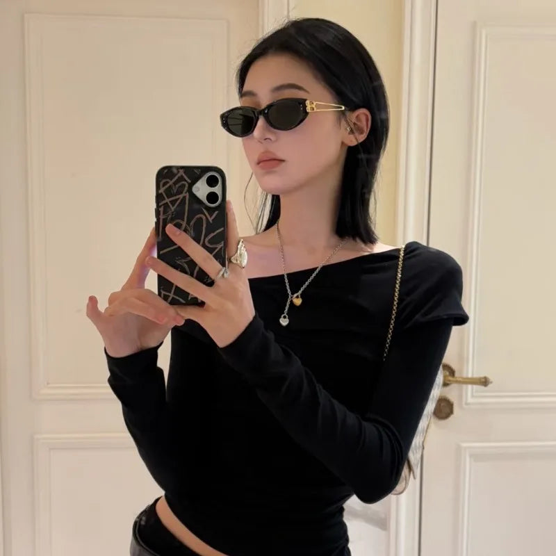 Fashionable Korean Style Cat Eye Sunglasses Unisex Square Frame UV Protection Sun Glasses Elegant Classic Retro