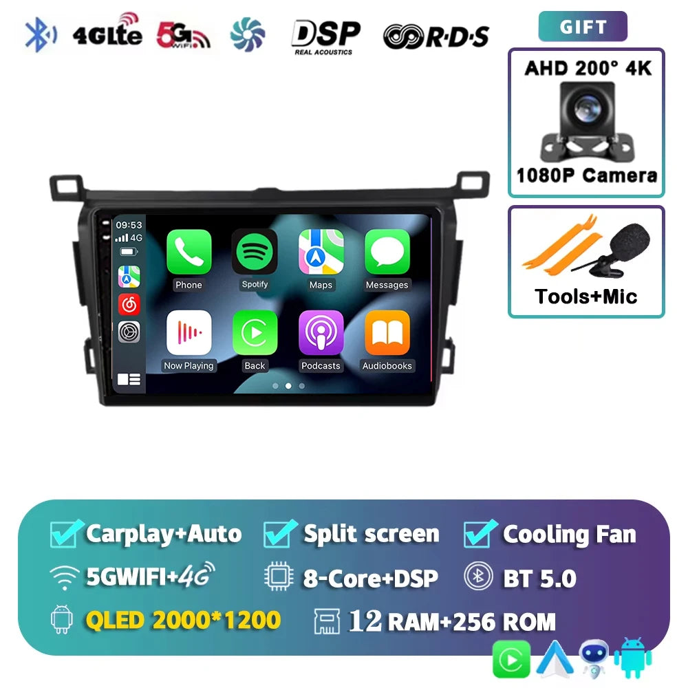 WIFI 4G Car Radio For Toyota RAV4 2013 2014 2015 2016 2017 2018 2019 XA40 RHD Android 15 Auto Wireless Carplay Car Multimedia DI