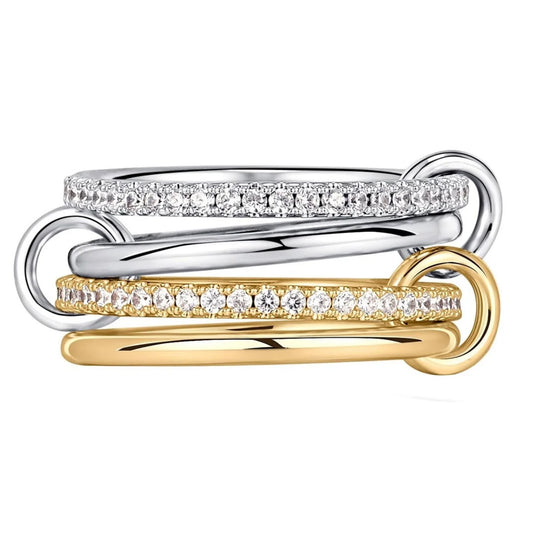 2-Color 4-Ring Copper Jewelry Ring, Hypoallergenic, Stylish, Stacking Artifact9