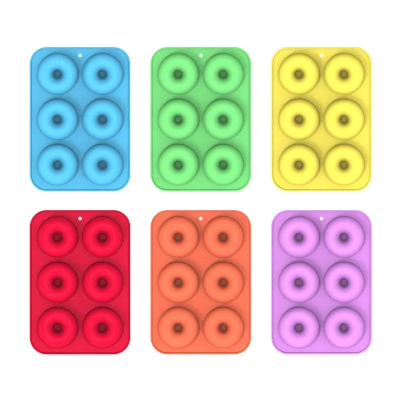 1pc 6-Cavity Silicone Donut Mold, Oven-Safe Silicone Round Donut Mold, Food-Grade Donut Baking Pans for Birthday Holiday Treats