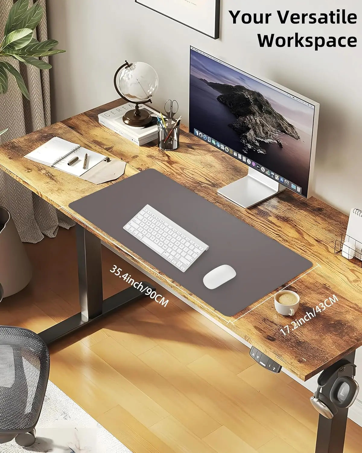 Mouse Pad Portable Mousepad Large Office Waterproof Non-slip PU Suede Stitched Edges Desk Mat Computer Keyboard Desk Pad