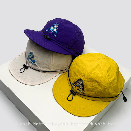 New Men Women Korean Quick-dry Embroidered Letters Baseball Hats Sunshade Drawstring Versatile Peaked Caps ins Fashion Flat Brim