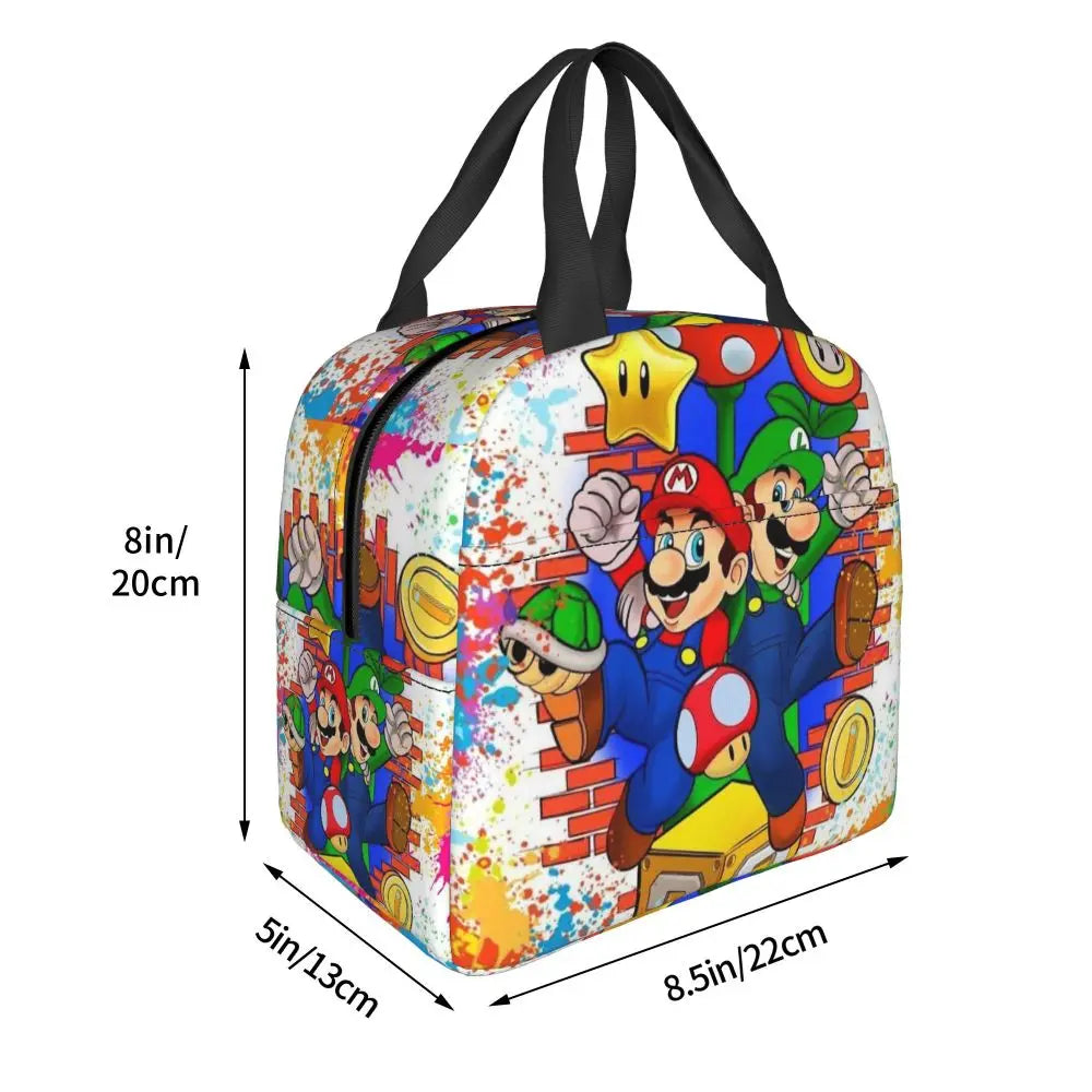 Custom Mario SuperBros Insulated Lunch Bag Reusable Thermal Cooler Lunch Box M21