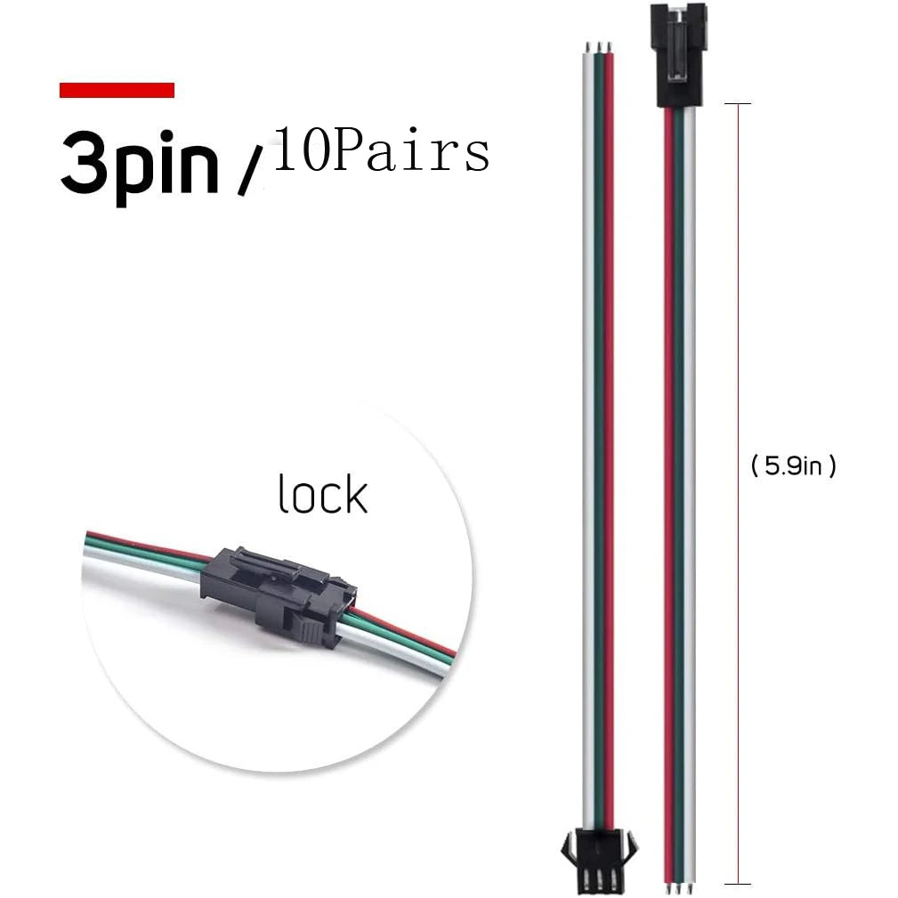 10 Pairs 2/3/4/5pin SM JST 10cm Cable Female/Male Connectors for Led Strip RGB 5050 3528 WS2801 APA02 WS2815 WS2813