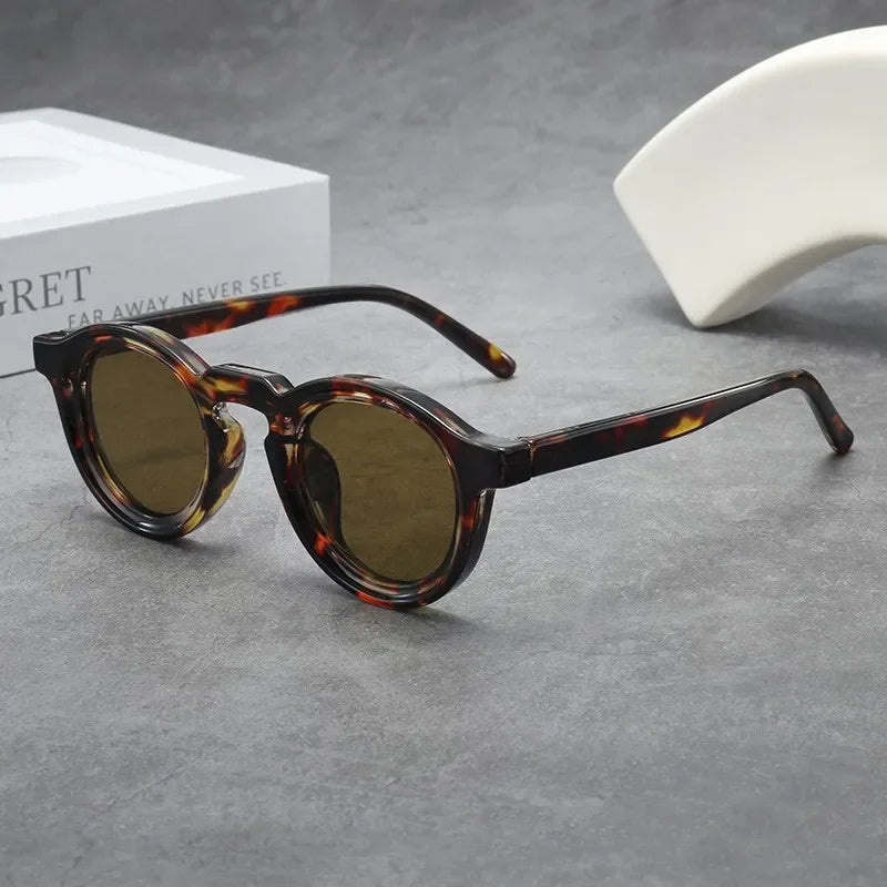 JNPCXI New Round Sunglasses Women Men Punk Shades Retro Trending Sun Glasses Clear Lens Frame UV400 Female