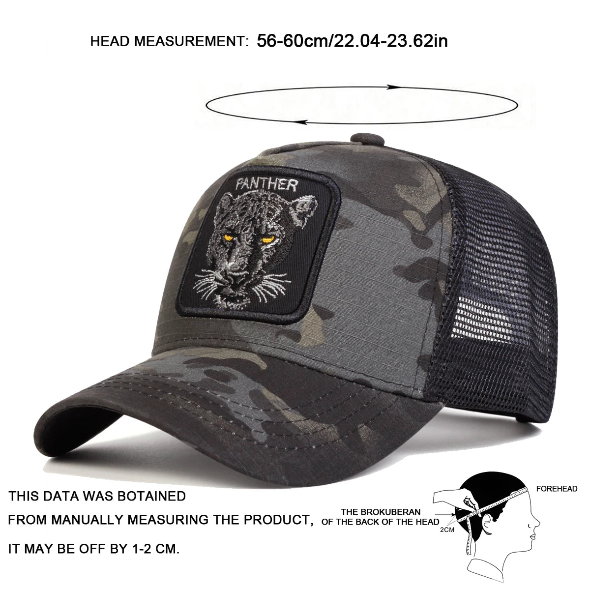 Unisex PANTHER Embroidery Baseball Net Caps Spring Outdoor Adjustabl Casual Hats