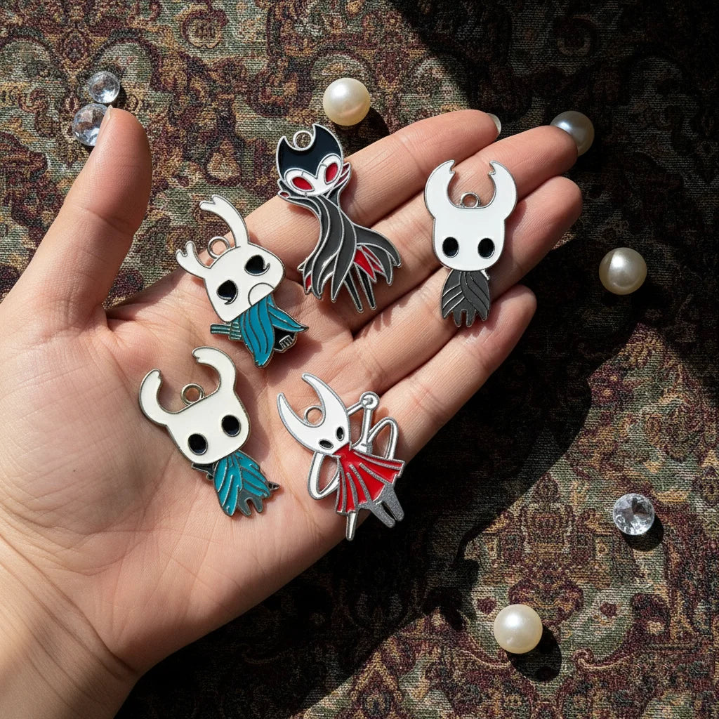 6pcs Cartoon Hollow Knight Enamel Charms Alloy Jewelry DIY Making - Necklace Earring Pendant Keychain Accessories
