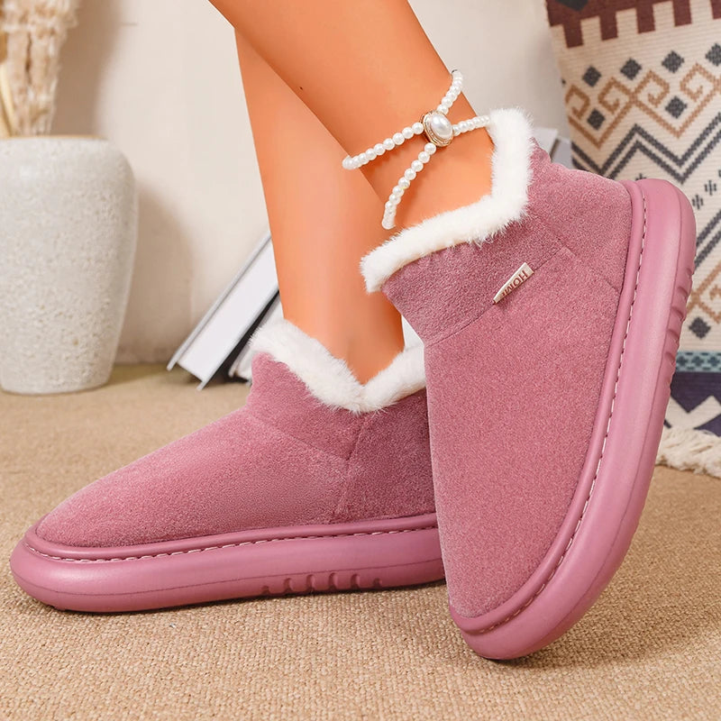 Thicken Plush Winter Snow Boots Women 2025 Slip On Warm Platform Cotton Padded Shoes Woman Comfort Soft Sole Fluffy Ankle Boots