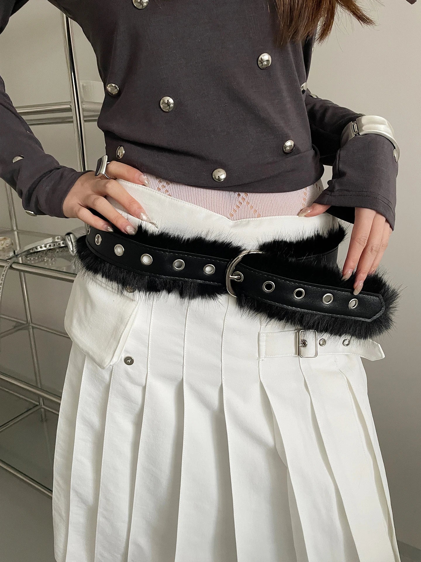 American Retro Style Wide Belt With Fur Patchwork For Women A Minority Design Sense With A Belt For Skirts And Jeans