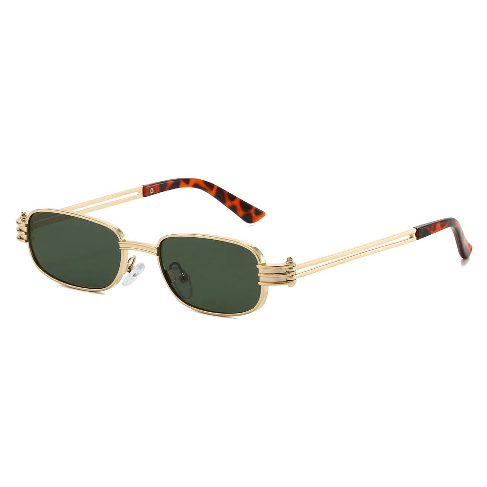 JNPCXI New Ins Popular Fashion Small Rectangle Metal Men Sunglasses Retro Brand Designer Shades UV400 Punk Women Sun Glasses