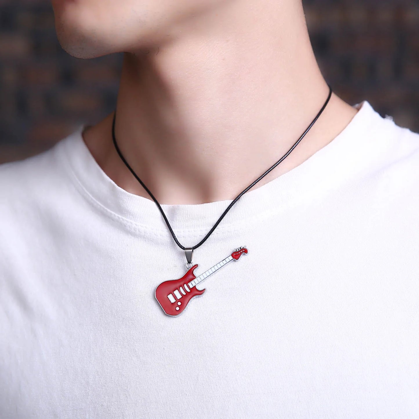 High Quality Stainless Steel Necklaces For Men Women Feather Flame Guitar Cross Pendant Necklace Jewelry Wholesale Dropshipping
