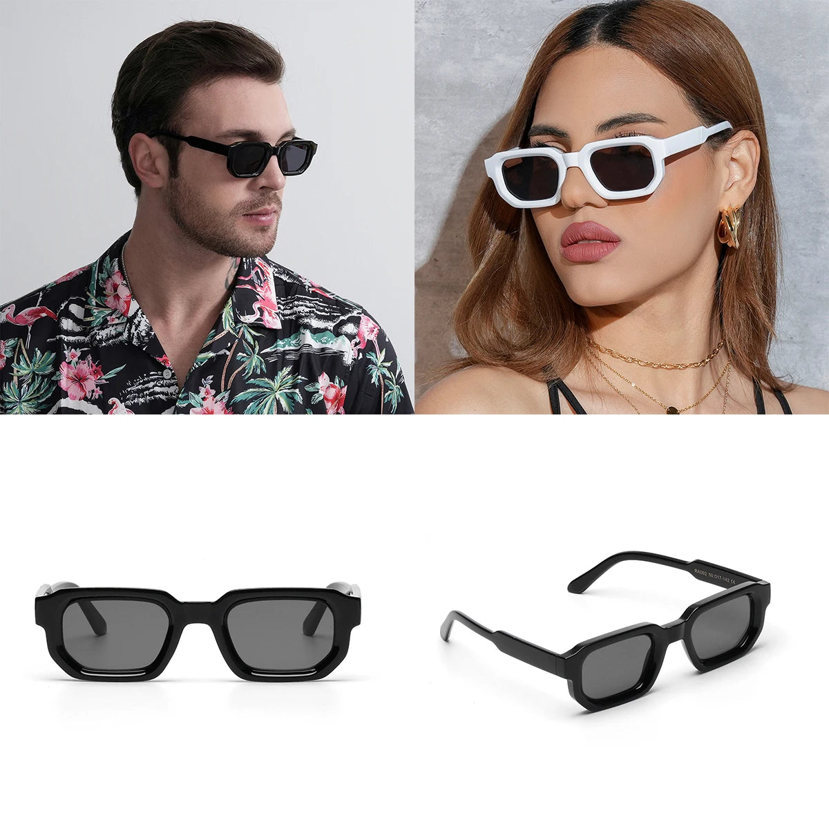 Ruiao Men Vintage Rectangle Frame Sunglasses Fashion Retro Sun Glasses Luxury Brand Design UV400 Shades Eyewear Women Sun Glasse