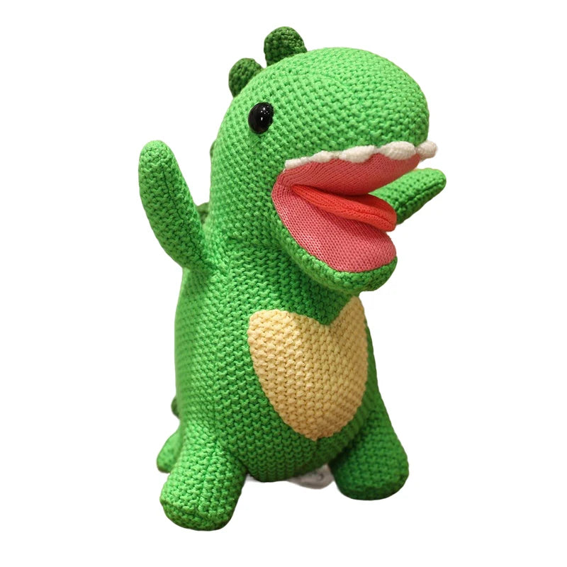 Cute Knitted Cartoon Animal Toy Stuffed Cow Cattle Fox Dinosaur Whale Shark Sitting Standing Small Appeasing Gift