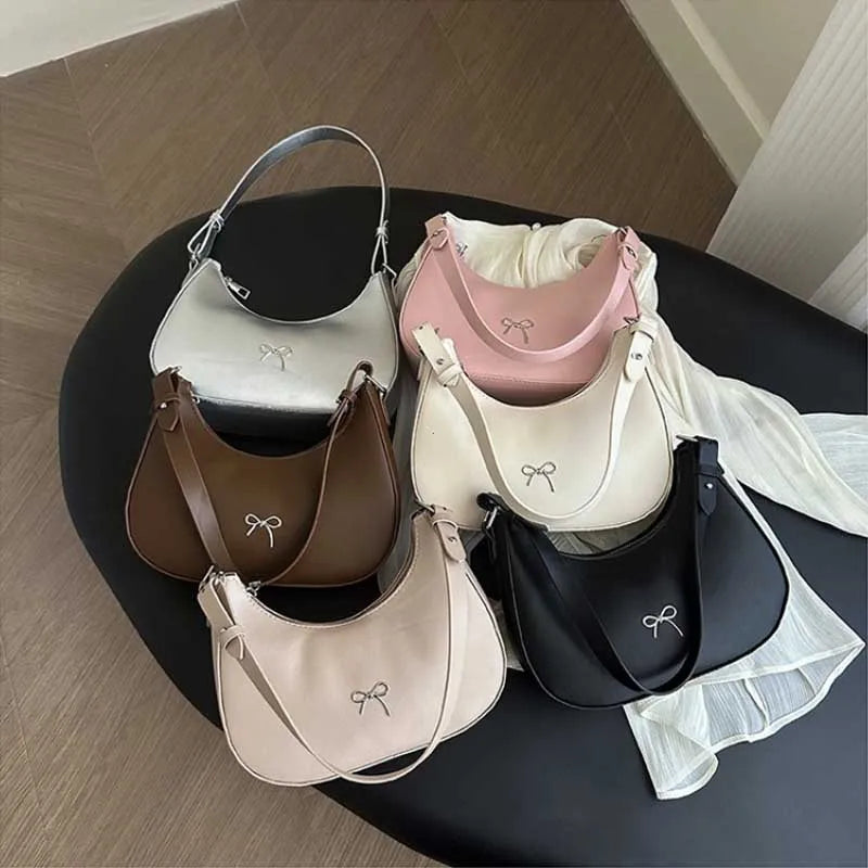 Bowknot Armpit Bag Korean Underarm Bag Luxury PU Leather Y2K Handbag Girls Shoulder Bag Clutch Purse Bolsa Feminina 2026