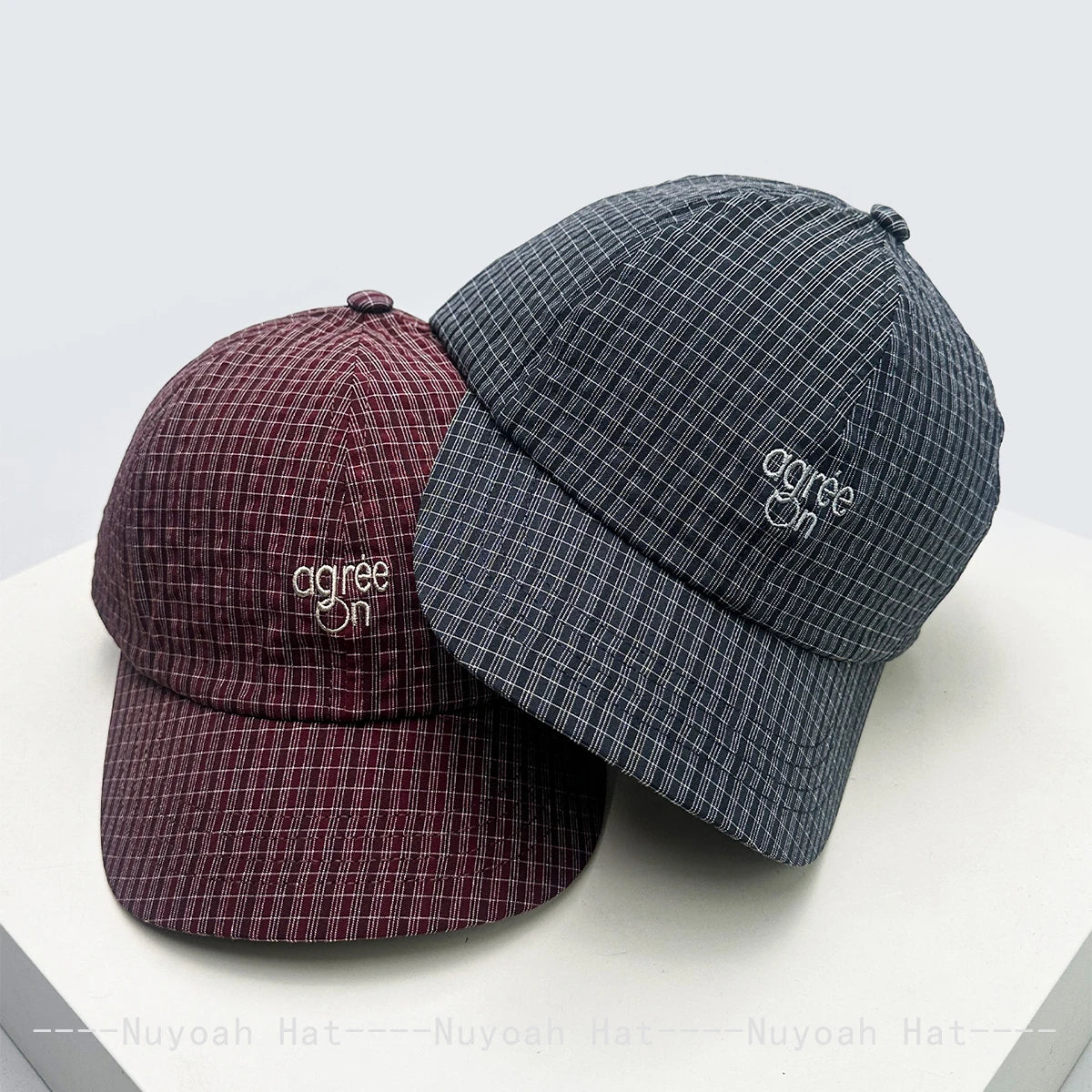 New Men Women Korean Quick-dry Embroidered Letters Baseball Hats Sunshade Plaid Versatile Niche Peaked Caps Fashion Casual ins