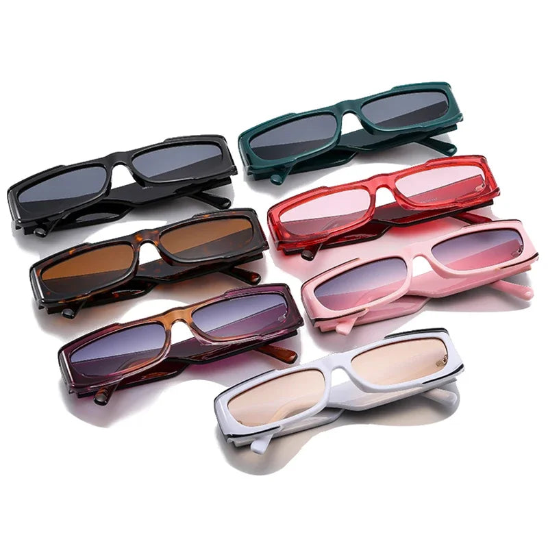 JNPCXI Fashion Rectangle Purple Double Color Women Sunglasses Retro Gradient Shades UV400 Men Trending Sun Glasses