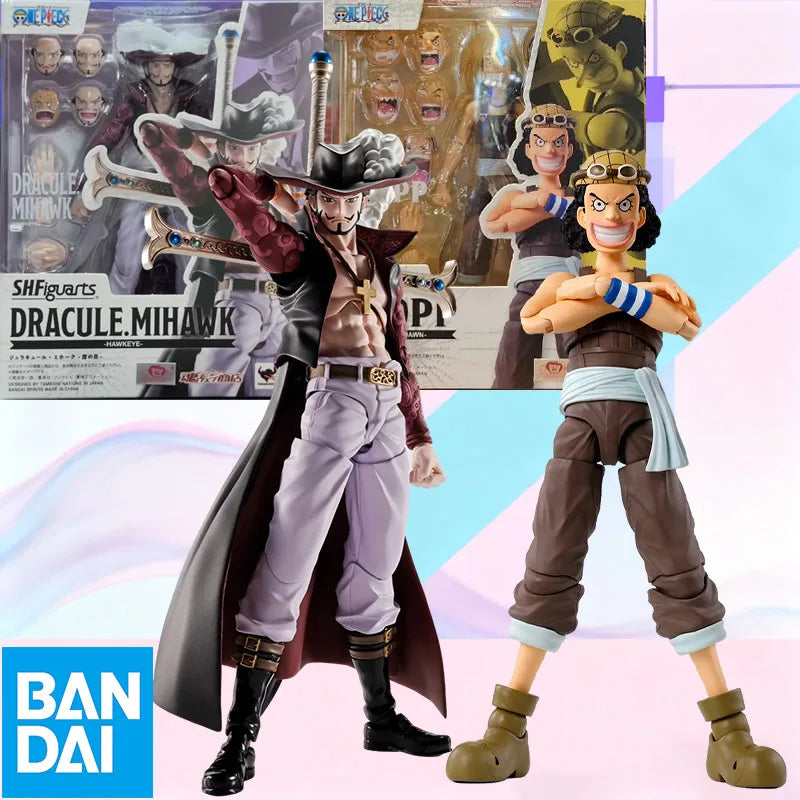 In Stock BANDAI Original Box S.H.Figuarts USOPP LUFFY Dracule Mihawk SHF Action Figure Model Toy Gift for Kid Foam Box Packaging