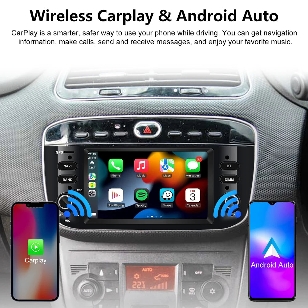 AneQu Android Car Radio for Fiat Punto evo 2010-2017 Car Multimedia Player Support Wireless CarPlay 8Core/4G/GPS