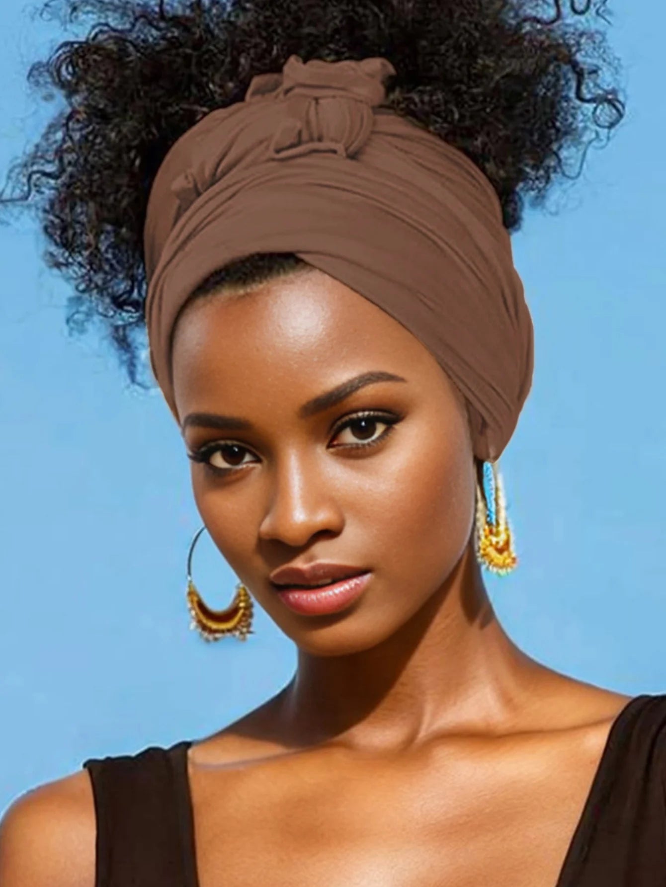 Extra Long stretch jersey turban african solid color super soft breathable headband
