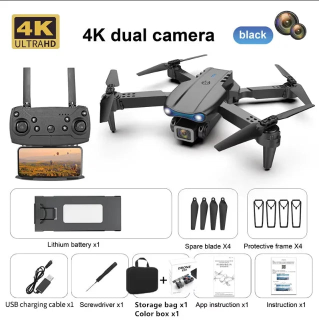 E88 Pro WIFI FPV Drone Wide Angle HD 4K 1080P Camera Height Hold Foldable Drone