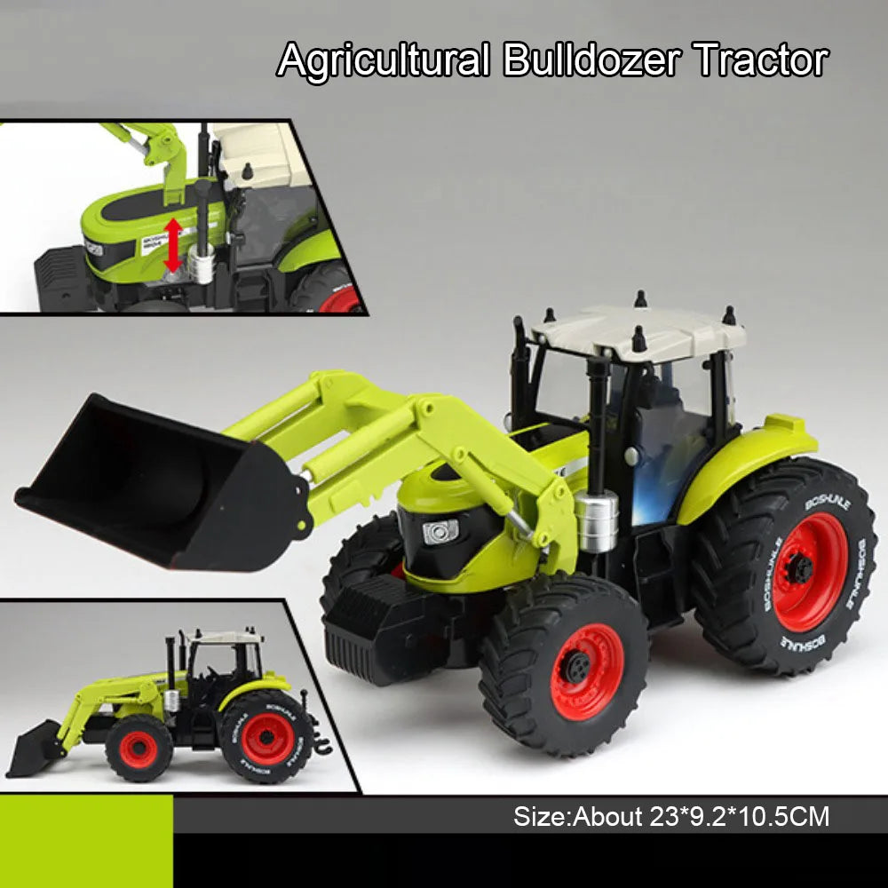 1:32 Alloy Excavator Bulldozer Diecast Models Toys Car with Sound Light Front Wheel Steering Engineering Vehicles Children Gifts
