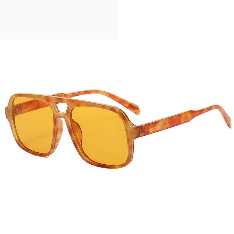 JNPCXI Retro Double Bridges Square Women Luxury Sunglasses Fashion Green Shades UV400 Men Gradient Sun Glasses