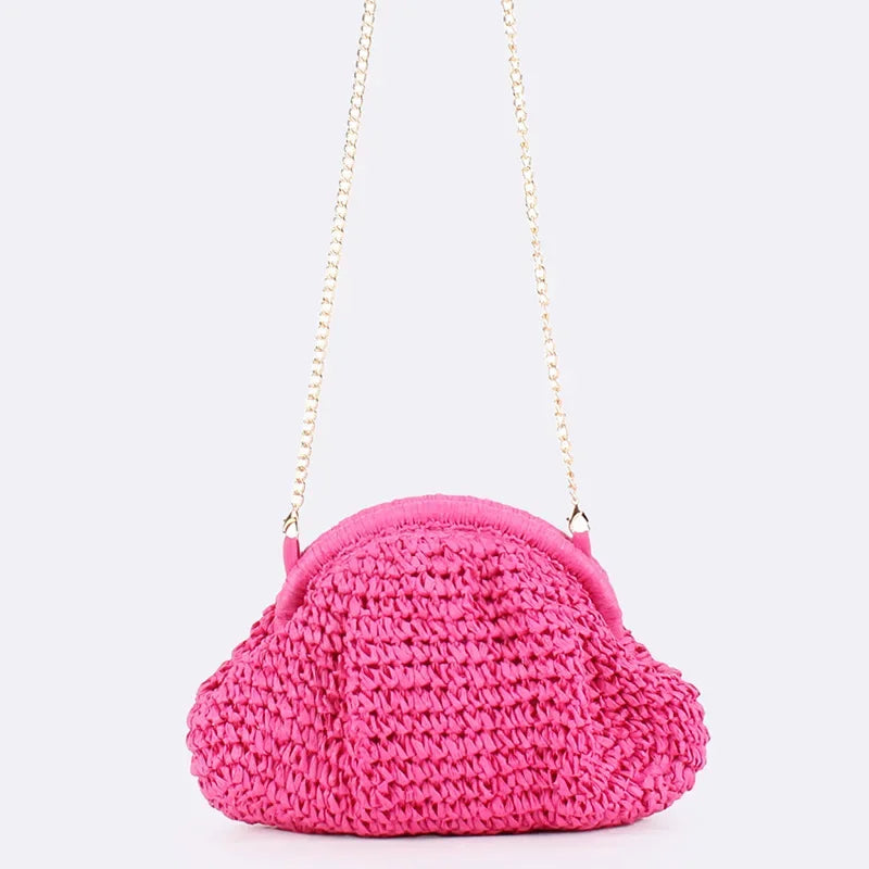 2026 Summer New Straw Weaving Crossbody Bag Fashionable and Casual Shell Bag Women's Shoulder Bag with Excellent Texture