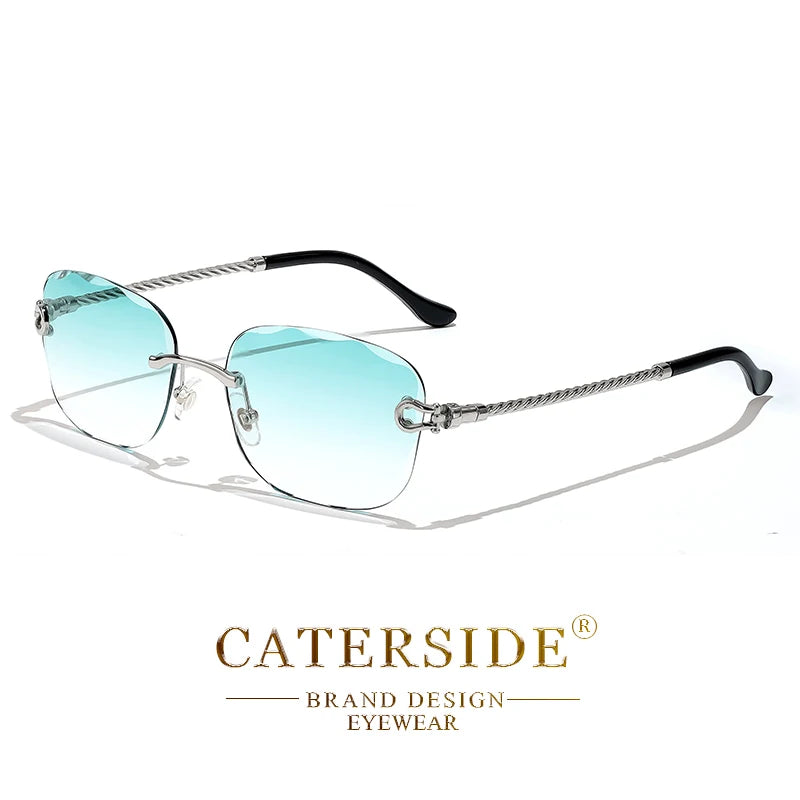 CATERSIDE Retro Sunglasses Men Brand Designer Rimless Gradient Lens Women Sun Glasses Shades Ladies Fashion Party Eyeglasses