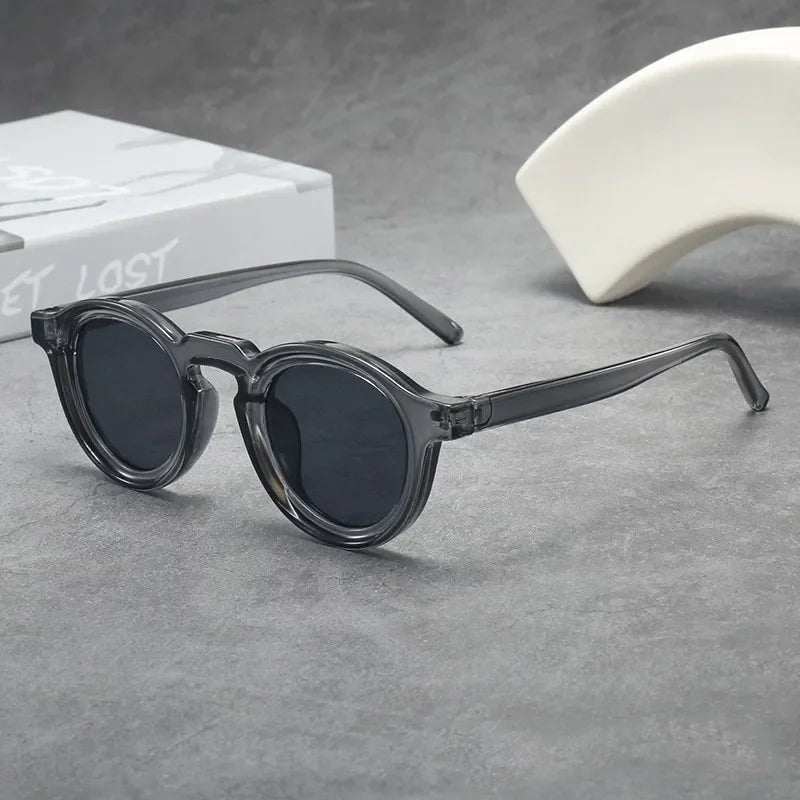 JNPCXI New Round Sunglasses Women Men Punk Shades Retro Trending Sun Glasses Clear Lens Frame UV400 Female